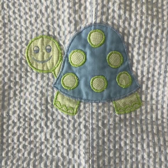 ZU by Petit Ami Blue Seersucker Baby Romper Turtle Design Boy AJ 3 Month Vintage - Picture 2 of 6